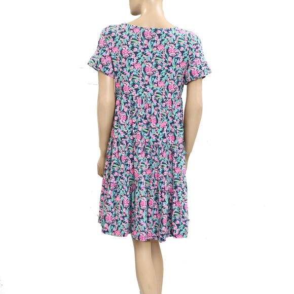 Lilly Pulitzer Jodee Short Sleeve Swing Mini Dress Cotton Print Ruffle M 279256 - Picture 6 of 9